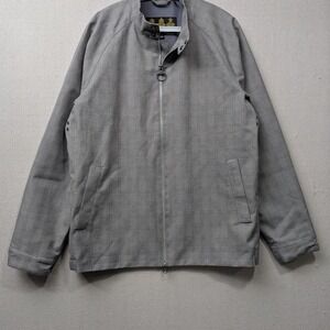 Barbour Brigand Casual Jacket Men M Grey Check Lightweight Zip Jacket